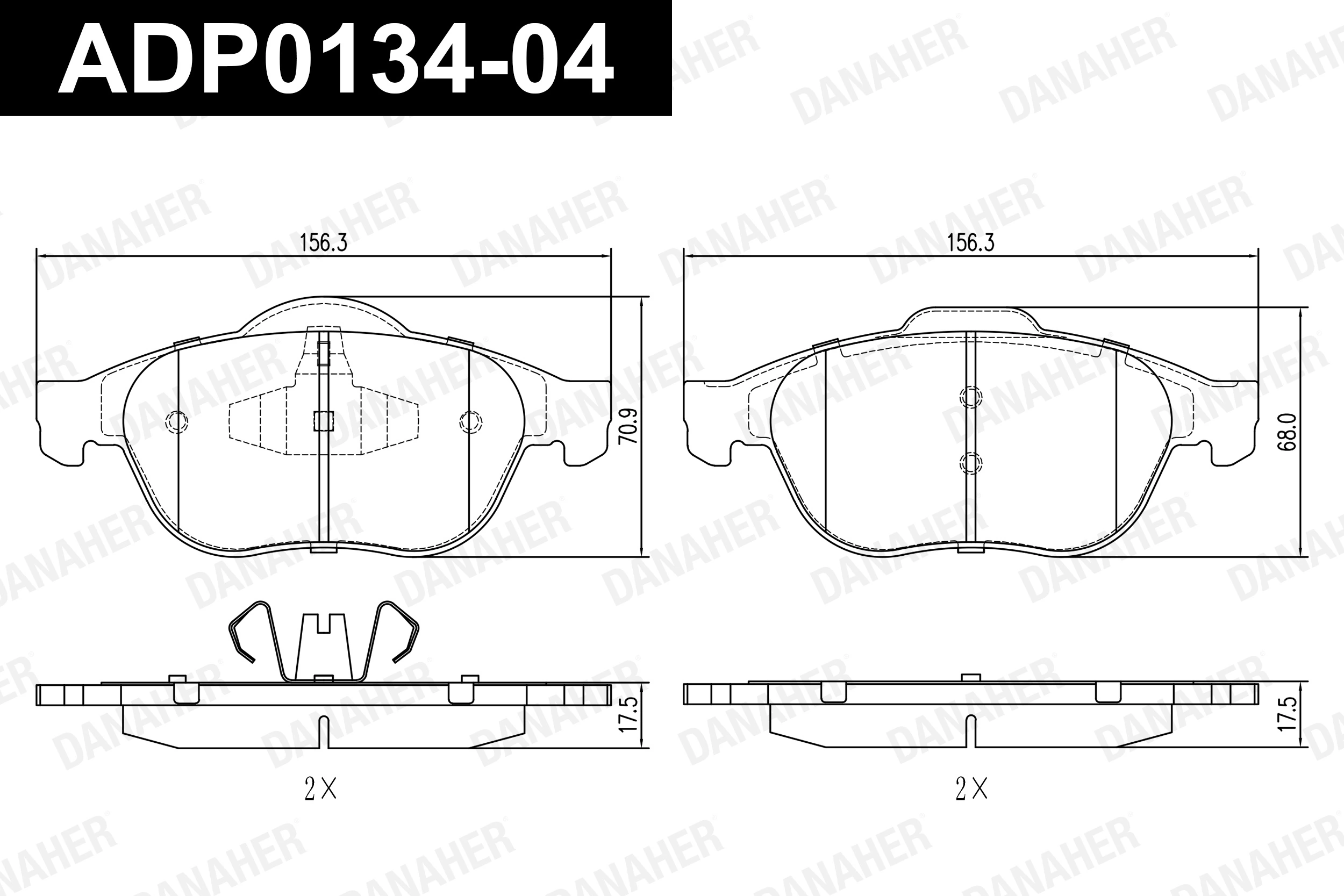 DANAHER fékbetétkészlet, tárcsafék - ADP0134-04 - TothCarparts
