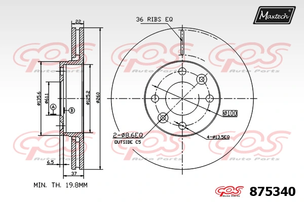 MAXTECH féktárcsa - 875340 - TothCarparts