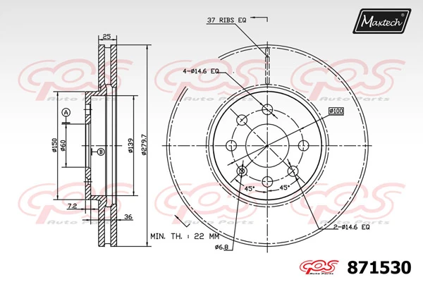 MAXTECH féktárcsa - 871530 - TothCarparts