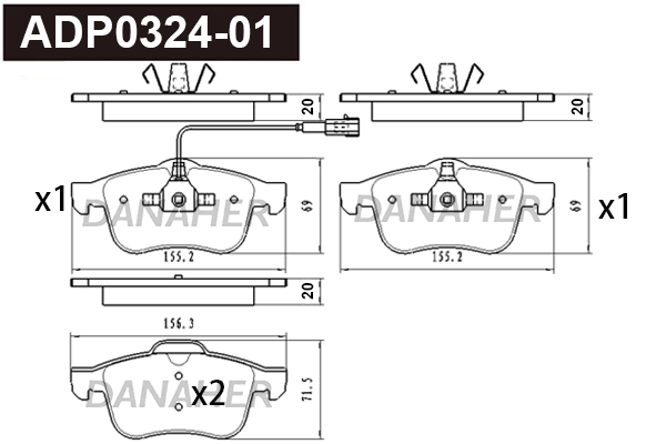 DANAHER fékbetétkészlet, tárcsafék - ADP0324-01 - TothCarparts