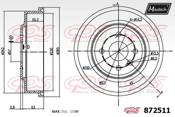 MAXTECH fékdob - 872511 - TothCarparts