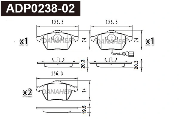 DANAHER fékbetétkészlet, tárcsafék - ADP0238-02 - TothCarparts