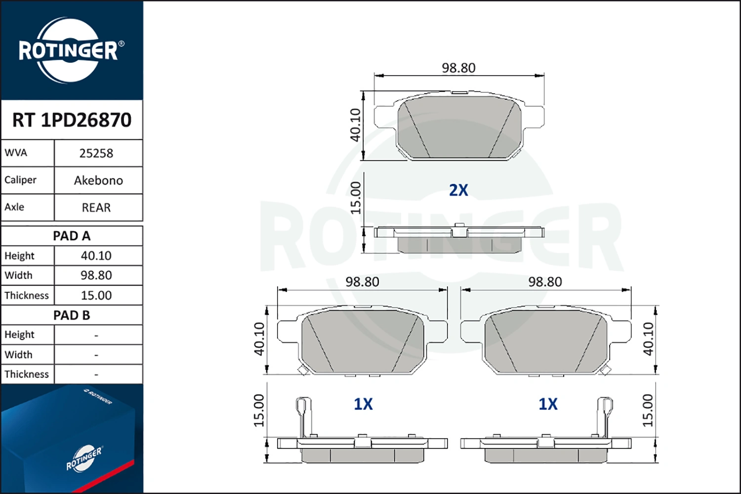 ROTINGER fékbetétkészlet, tárcsafék - RT 1PD26870 - TothCarparts
