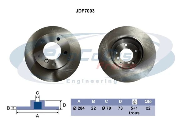 PROCODIS FRANCE féktárcsa - JDF7003 - TothCarparts