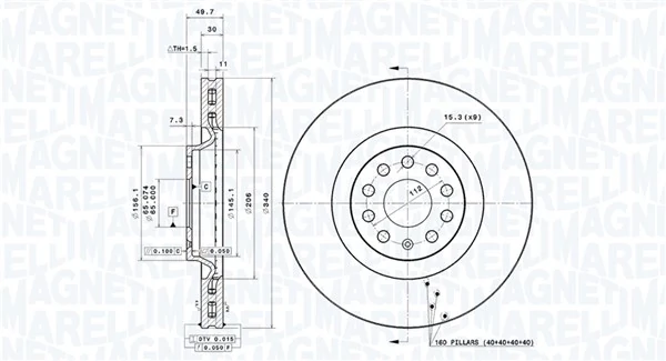 MAGNETI MARELLI féktárcsa - 360406182301 - TothCarparts