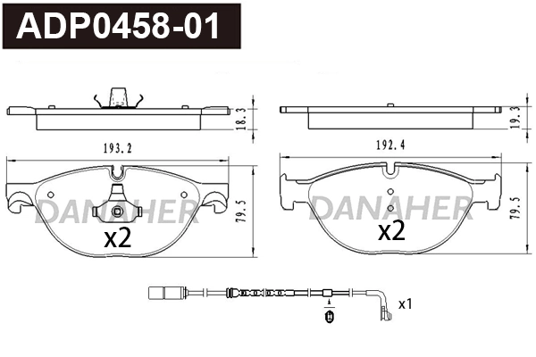 DANAHER fékbetétkészlet, tárcsafék - ADP0458-01 - TothCarparts