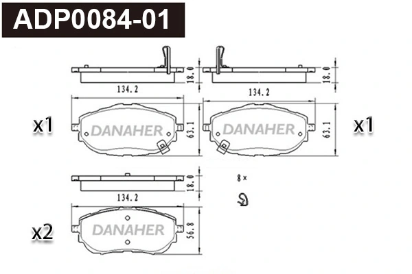 DANAHER fékbetétkészlet, tárcsafék - ADP0084-01 - TothCarparts