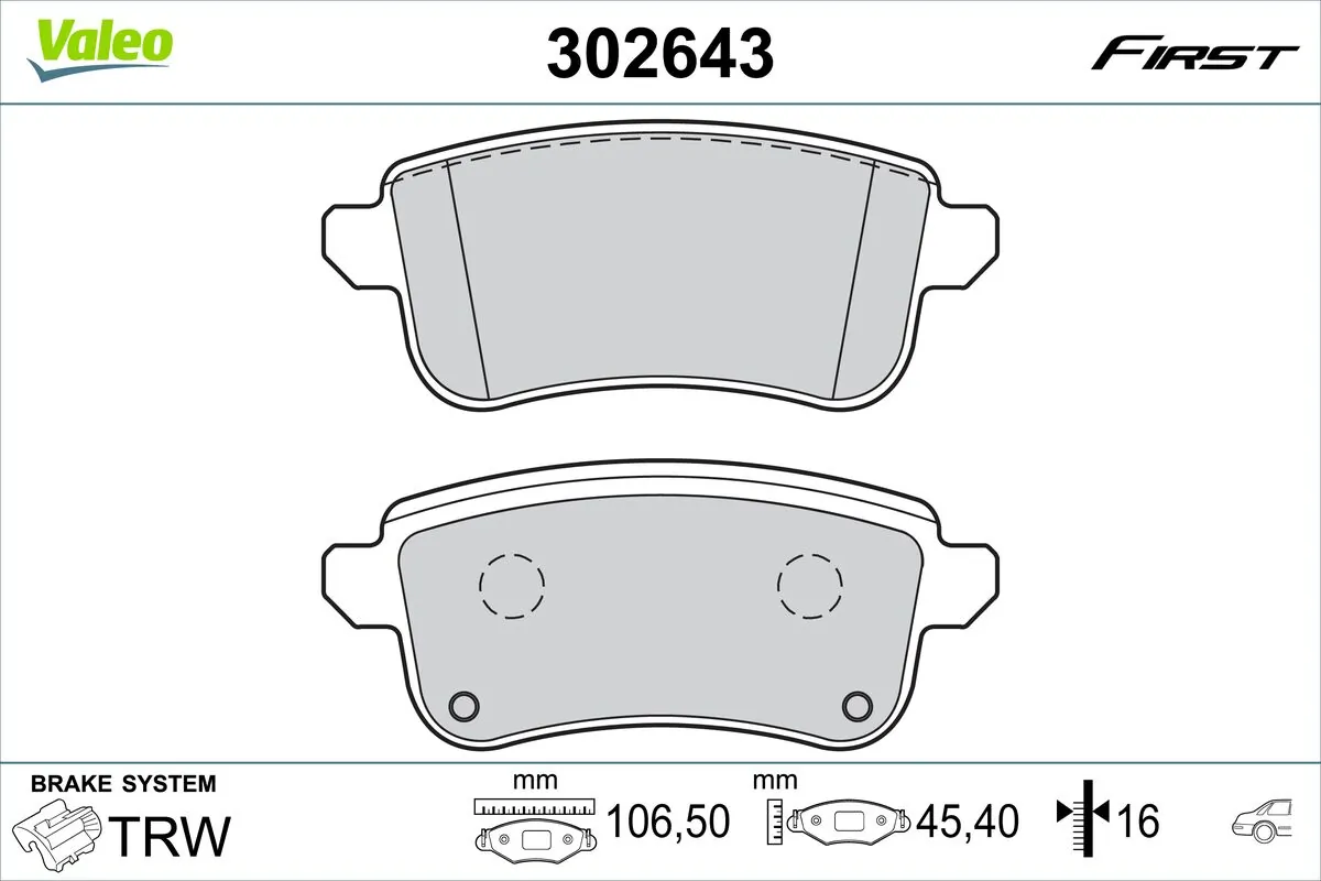 VALEO fékbetétkészlet, tárcsafék - 302643 - TothCarparts