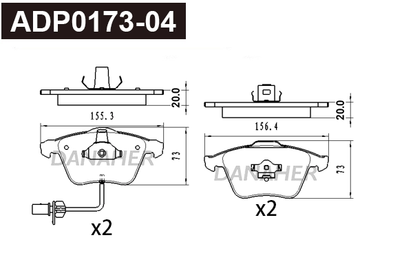 DANAHER fékbetétkészlet, tárcsafék - ADP0173-04 - TothCarparts