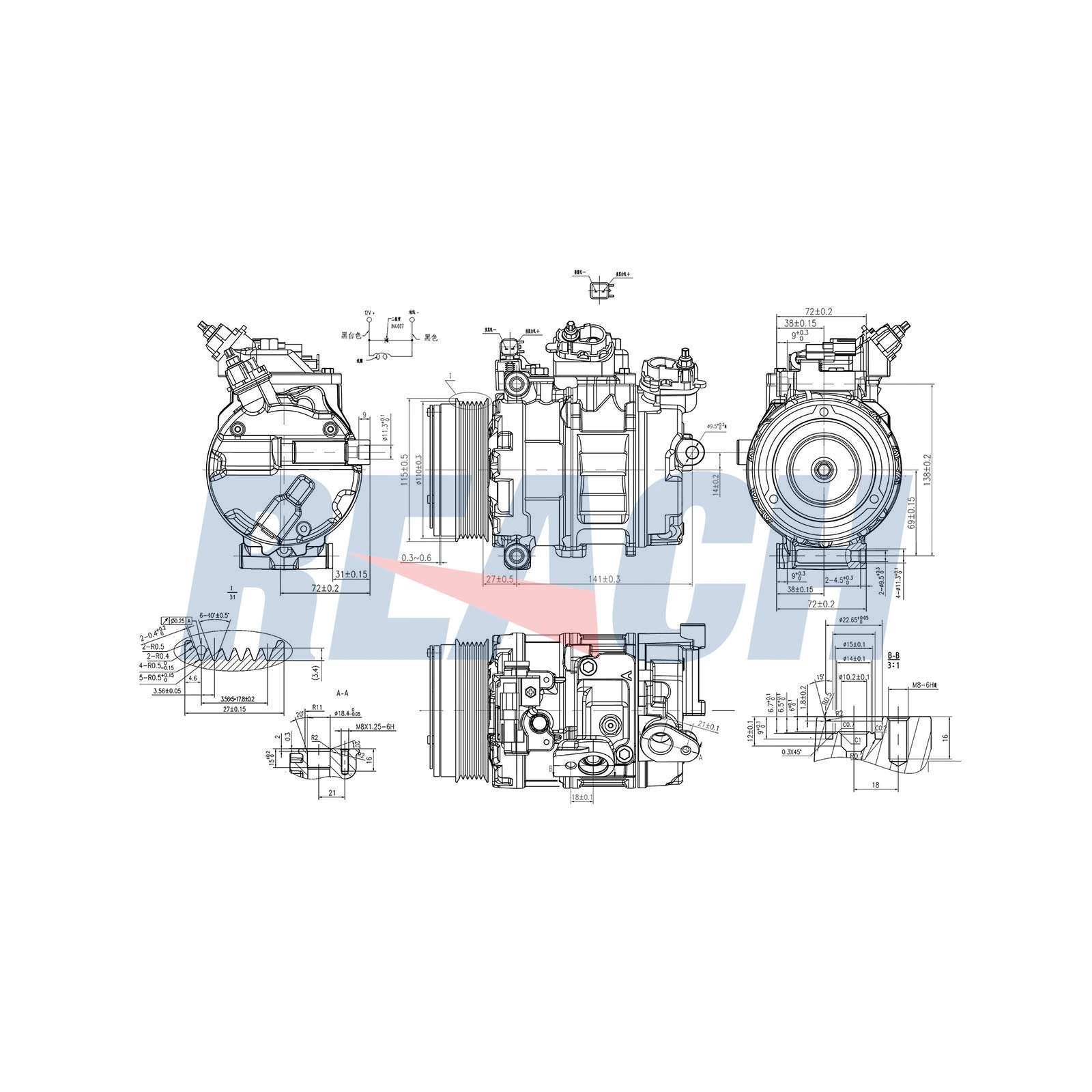 REACH kompresszor, klíma - 1.74.20415 - TothCarparts