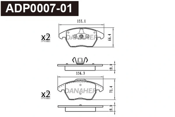 DANAHER fékbetétkészlet, tárcsafék - ADP0007-01 - TothCarparts