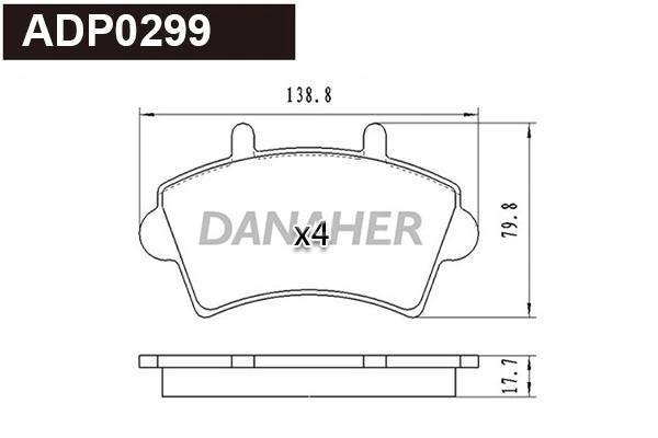 DANAHER fékbetétkészlet, tárcsafék - ADP0299 - TothCarparts