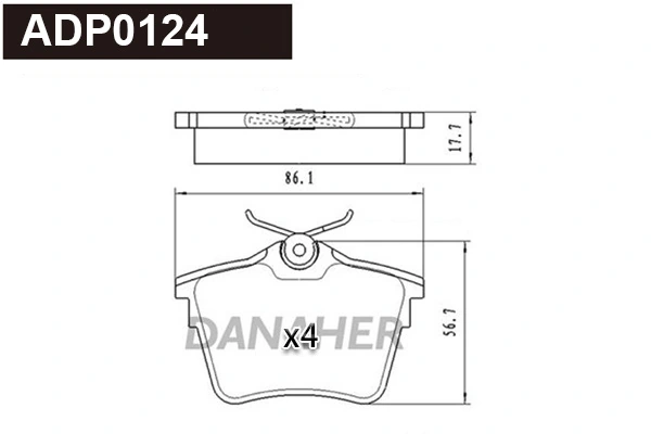 DANAHER fékbetétkészlet, tárcsafék - ADP0124 - TothCarparts