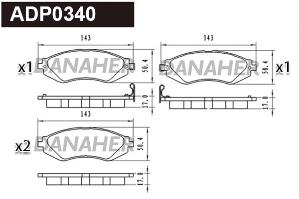 DANAHER fékbetétkészlet, tárcsafék - ADP0340 - TothCarparts