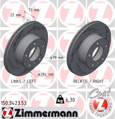 ZIMMERMANN féktárcsa - 150.3423.53 - TothCarparts