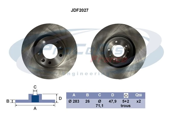 PROCODIS FRANCE féktárcsa - JDF2027 - TothCarparts