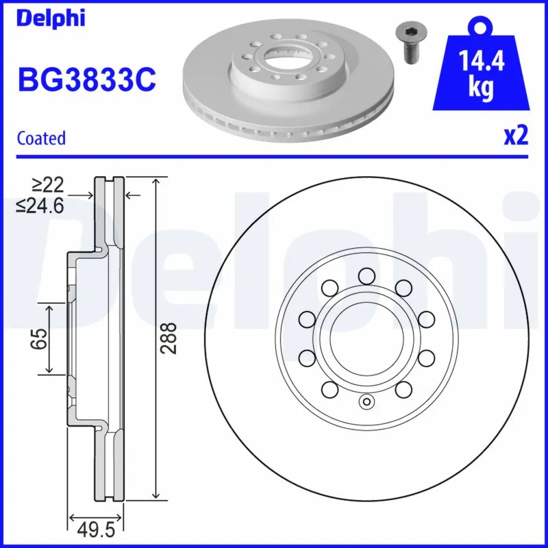 DELPHI féktárcsa - BG3833C-18B1 - TothCarparts