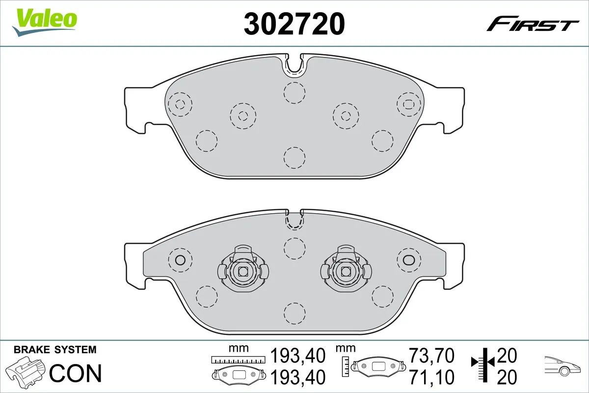 VALEO fékbetétkészlet, tárcsafék - 302720 - TothCarparts