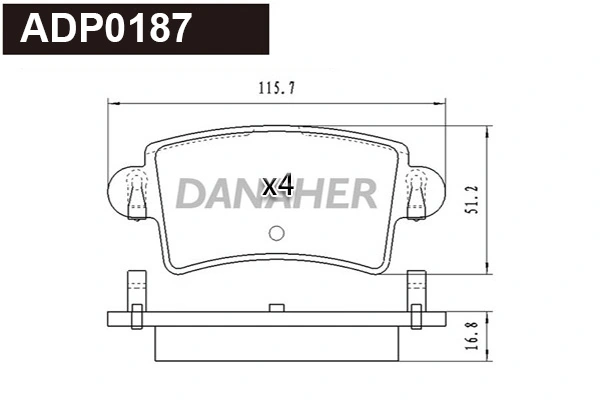DANAHER fékbetétkészlet, tárcsafék - ADP0187 - TothCarparts