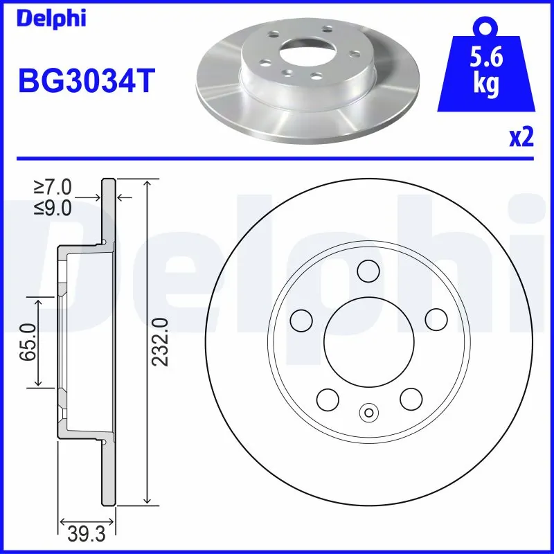 DELPHI féktárcsa - BG3034T - TothCarparts