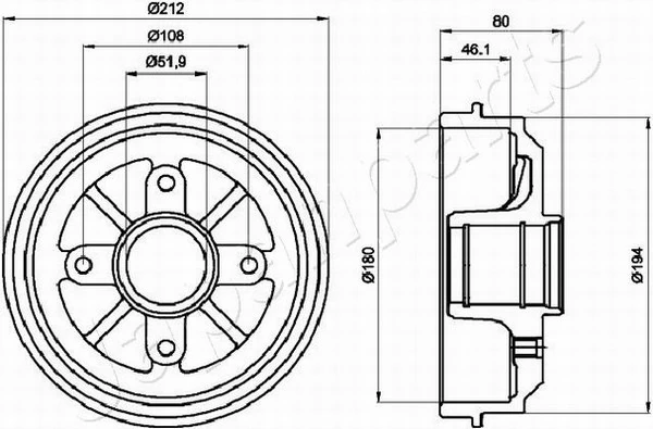 PEMEBLA fékdob - JAPTA-0608 - TothCarparts
