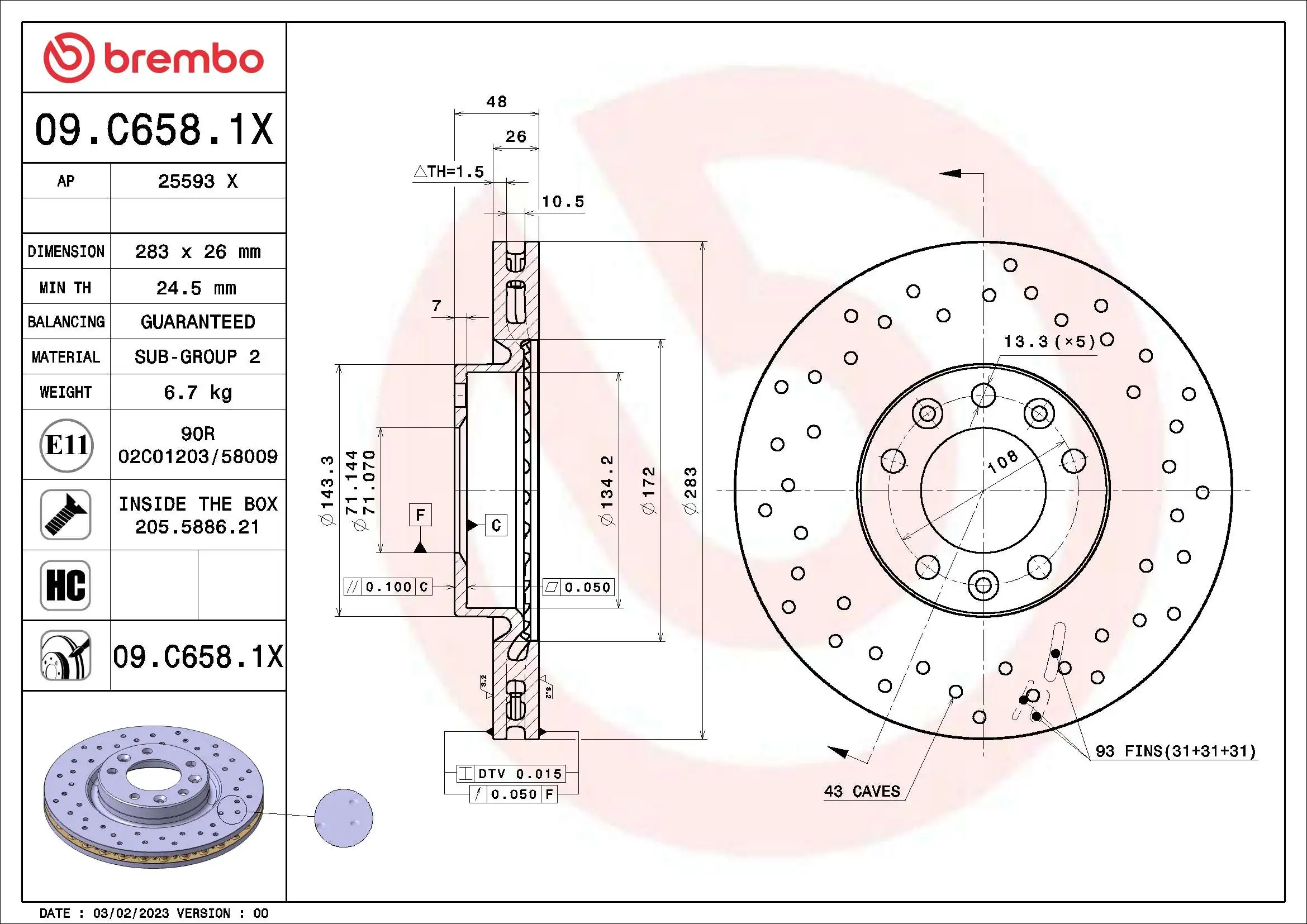 BREMBO féktárcsa - 09.C658.1X - TothCarparts