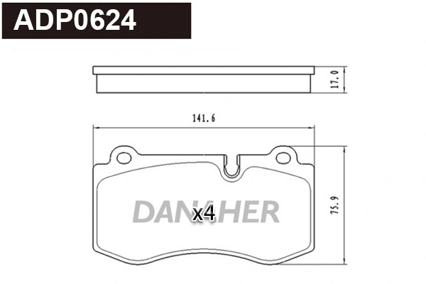 DANAHER fékbetétkészlet, tárcsafék - ADP0624 - TothCarparts