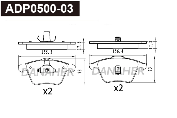 DANAHER fékbetétkészlet, tárcsafék - ADP0500-03 - TothCarparts