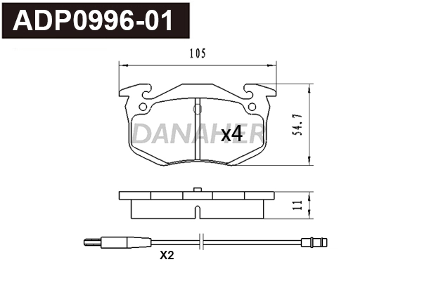 DANAHER fékbetétkészlet, tárcsafék - ADP0996-01 - TothCarparts