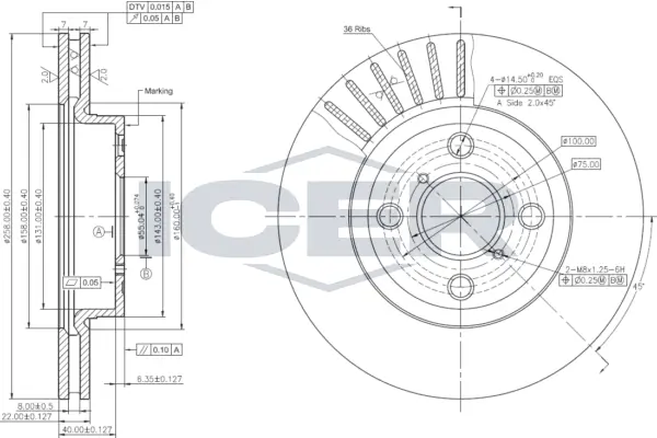 ICER féktárcsa - 78BD2894-2 - TothCarparts