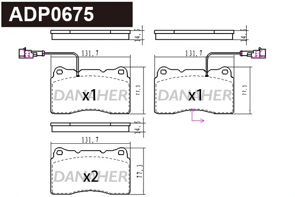 DANAHER fékbetétkészlet, tárcsafék - ADP0675 - TothCarparts