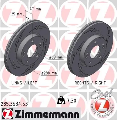 ZIMMERMANN féktárcsa - 285.3534.53 - TothCarparts