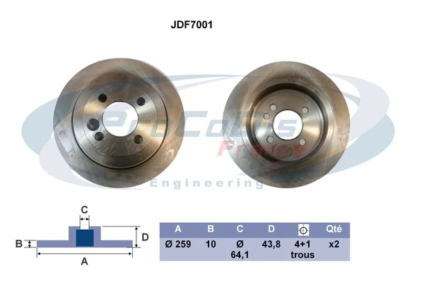 PROCODIS FRANCE féktárcsa - JDF7001 - TothCarparts