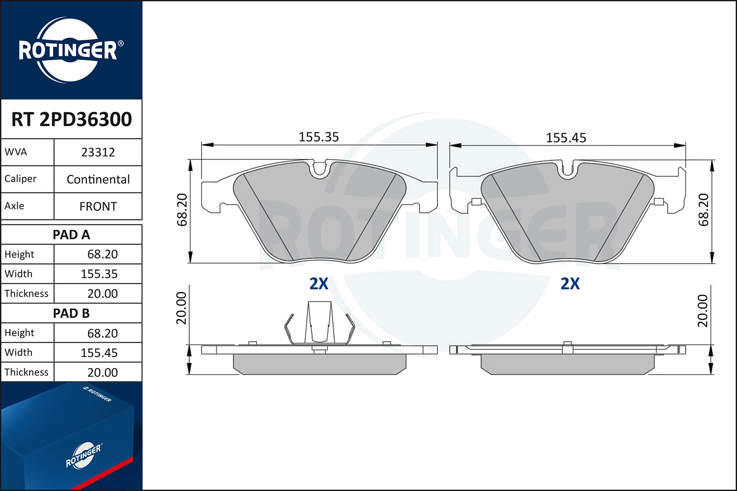 ROTINGER fékbetétkészlet, tárcsafék - RT 2PD36300 - TothCarparts