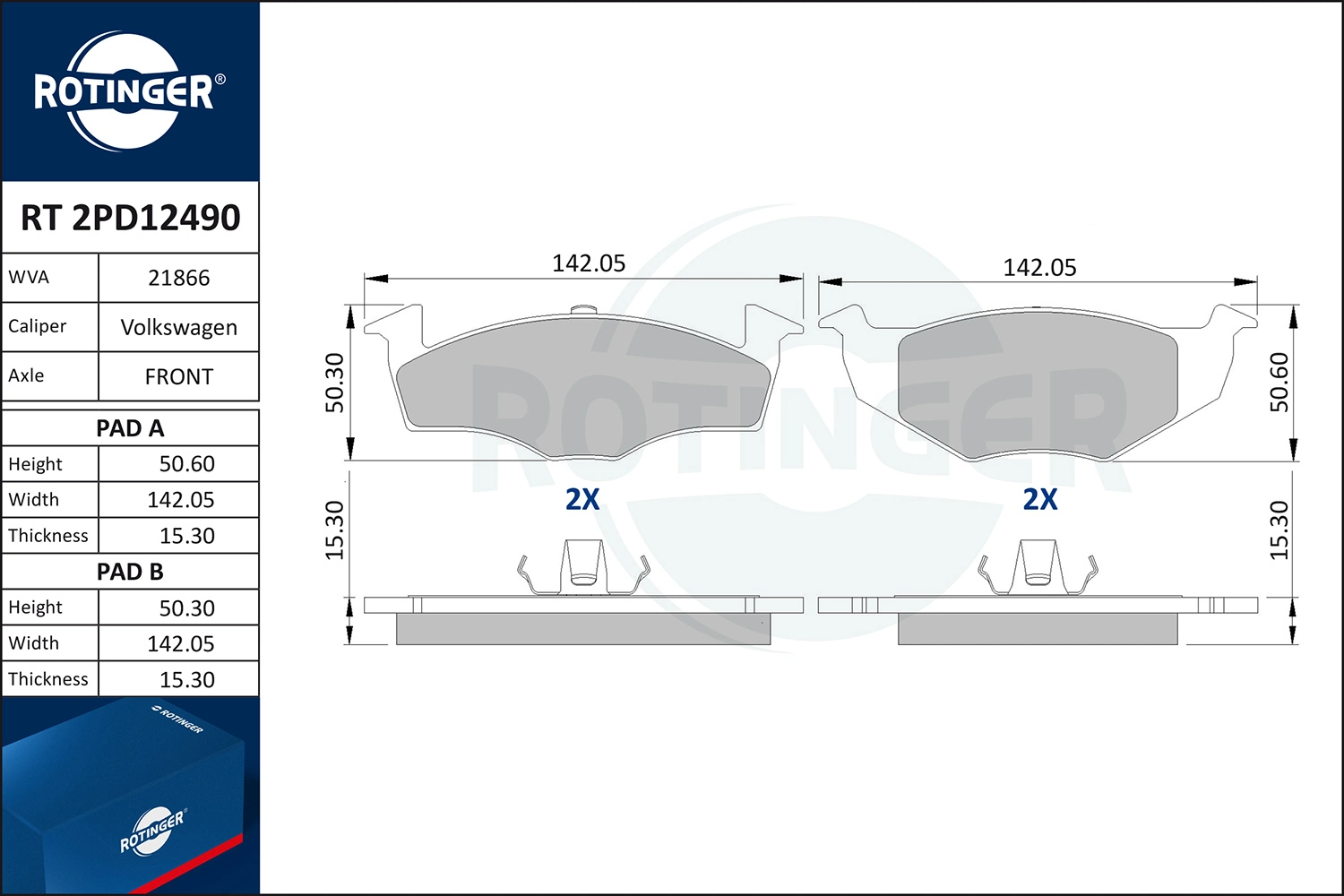 ROTINGER fékbetétkészlet, tárcsafék - RT 2PD12490 - TothCarparts