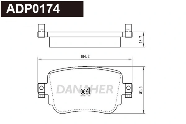 DANAHER fékbetétkészlet, tárcsafék - ADP0174 - TothCarparts