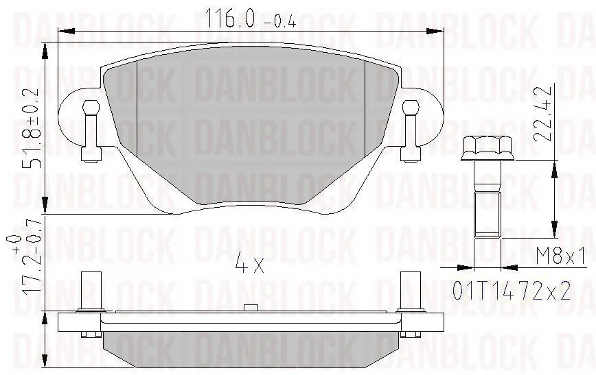 DANBLOCK fékbetétkészlet, tárcsafék - DB 510372 - TothCarparts