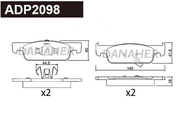 DANAHER fékbetétkészlet, tárcsafék - ADP2098 - TothCarparts