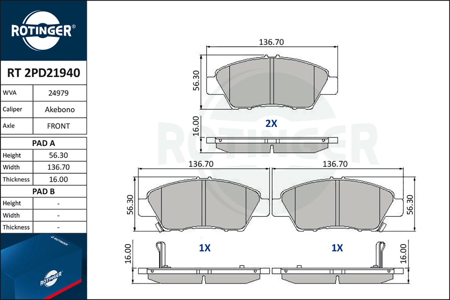 ROTINGER fékbetétkészlet, tárcsafék - RT 2PD21940 - TothCarparts