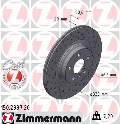 ZIMMERMANN féktárcsa - 150.2987.20 - TothCarparts