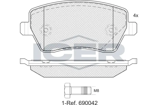 ICER fékbetétkészlet, tárcsafék - EV1534-700 - TothCarparts