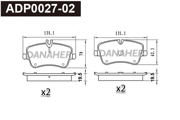 DANAHER fékbetétkészlet, tárcsafék - ADP0027-02 - TothCarparts