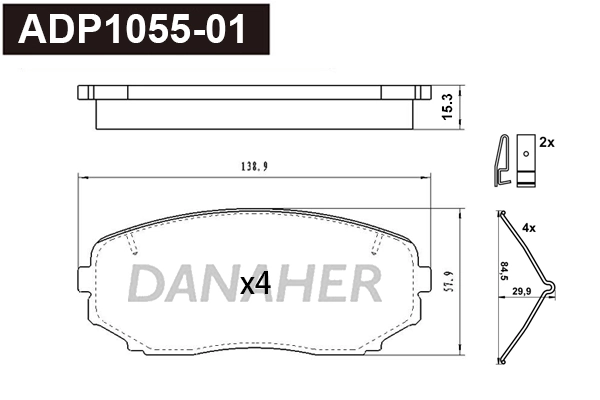 DANAHER fékbetétkészlet, tárcsafék - ADP1055-01 - TothCarparts