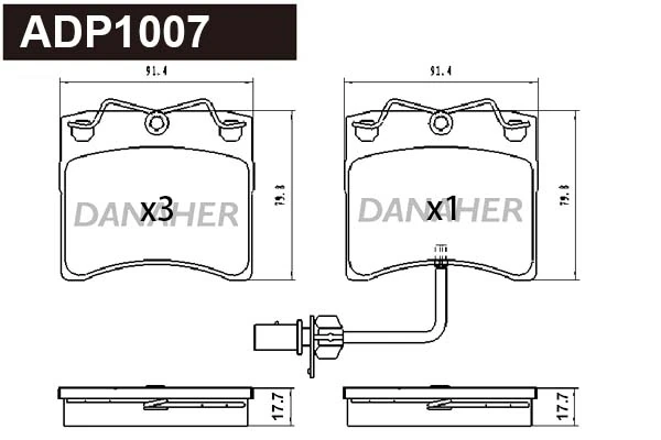 DANAHER fékbetétkészlet, tárcsafék - ADP1007 - TothCarparts