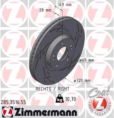 ZIMMERMANN féktárcsa - 285.3516.55 - TothCarparts