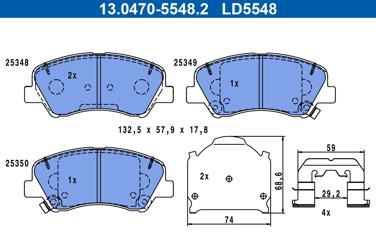 ATE fékbetétkészlet, tárcsafék - 13.0470-5548.2 - TothCarparts