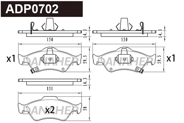 DANAHER fékbetétkészlet, tárcsafék - ADP0702 - TothCarparts