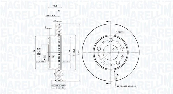 MAGNETI MARELLI féktárcsa - 360406180301 - TothCarparts