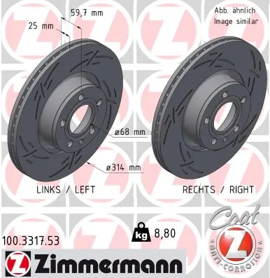 ZIMMERMANN féktárcsa - 100.3317.53 - TothCarparts