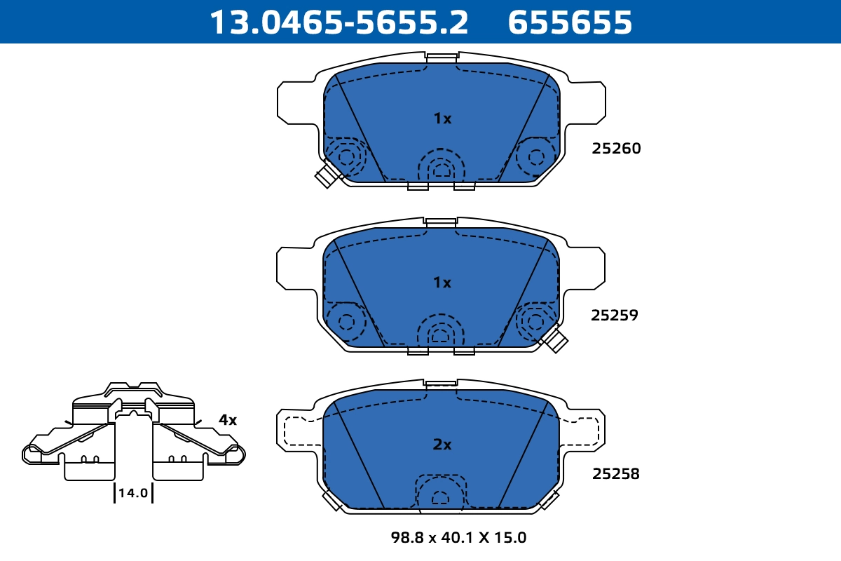 ATE-APAC fékbetétkészlet, tárcsafék - 13.0465-5655.2 - TothCarparts